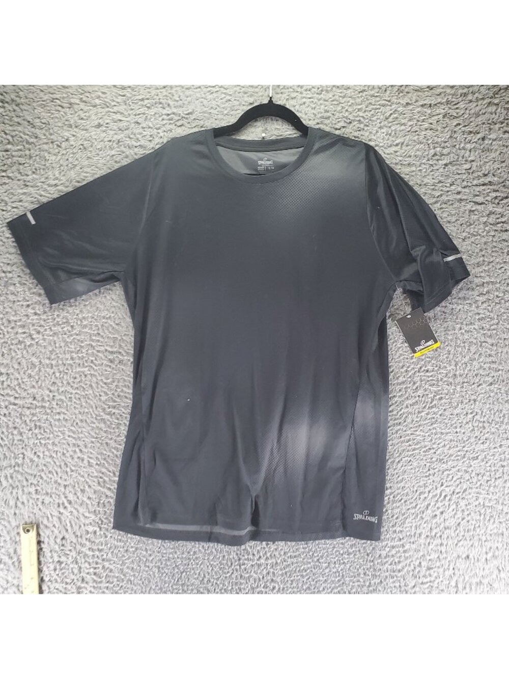 Spalding Shirt Mens Large Black  T-Shirt Performance Polyester Reflective *NWT*